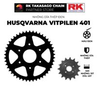 Nhông Dĩa RK Takasago cho xe phân khối lớn Husqvarna Vitpilen 401, chất liệu: Thép mạ màu đen, độ dày Nhông Dĩa: 520