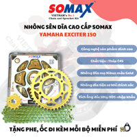 Nhông sên dĩa cao cấp SOMAX - EXCITER 150 chính hãng, Sên 428HDS 10 ly ống lót đúc, dĩa thép mạ niken vàng gold