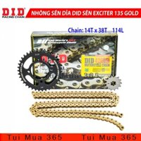 Nhông sên dĩa DID Exciter 135 sên vàng dĩa đen (Gold Japan)