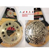 Nhông sên dĩa DID vàng cho Exciter135, dạng vĩ