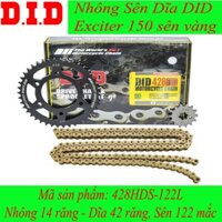 Nhông sên dĩa DID xe Exciter 150 dĩa đen sên vàng Nhật 428HD (sên 10 ly) - Chain Made in Japan