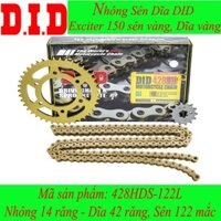 Nhông sên dĩa DID xe Exciter 150 dĩa vàng sên vàng Nhật 428HD (sên 10 ly)