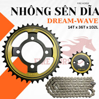 Nhông Sên Dĩa DREAM-WAVE NHỎ Thương Hiệu FIRE HORSE Màu Niken-Màu Vàng Đen-Màu Đen