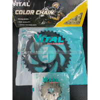 Nhông sên dĩa Ex 135 /EXCITER 135 / Ex135 SÊN VÀNG 9 ly hiệu VITAL- NSD, xích đĩa tải chính hãng Thái Lan