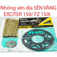 Nhông sên dĩa Ex150 / Ex 150 / Ex 155 /EXCITER 150 /  Fz150i SÊN VÀNG 9 ly VITAL - NSD, xích đĩa tải chính hãng Thái Lan