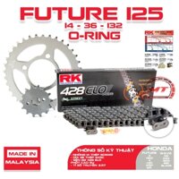 Nhông sên dĩa Future 125 phốt cao su thương hiệu RK