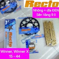 Nhông sên dĩa RECTO Cho Winner , Raider, Sonic , Ex135 , Ex150, Axelo ,MSX , Fu,.. DĨA ĐEN, SÊN VÀNG