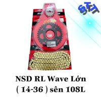 Nhông Sên Dĩa Redleo Wave 110 / S110 / Wave Blade 110 / Future 125 / RSX ( 14 - 36 ) Sên 10ly , 108 mắc , 100% Tán đúc