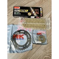 Nhông Sên Dĩa RK Takasago Royal Enfield 650 - Nhông Dĩa thép đen - Sên 525-KRO phốt O-ring, màu vàng/vàng đen