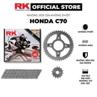 Nhông Sên Dĩa RK Takasago chain dành cho xe máy Honda Cub 70 / C70 thép không phốt cao su