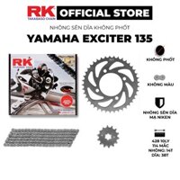 Nhông Sên Dĩa RK Takasago chain dành cho xe máy Yamaha Exciter 135, 10 ly thép không phốt cao su