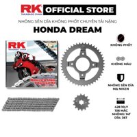 Nhông Sên Dĩa RK xe máy Honda Dream - Nhông Dĩa thép - Sên không phốt 10 ly chuyên tải nặng