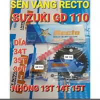 Nhông sên dĩa Suzuki GD 110 CHÍNH HÃNG RECTO SÊN VÀNG/SÊN ĐEN .