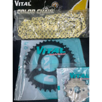 Nhông sên dĩa VITAL Wave alpha (2002-2004), Wave Thái 110, Wave ZX, Future 1 (sên 9 ly Màu Vàng )428SB -100L 14T-36T