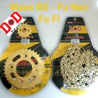 Nhông sên đĩa Wave RSX Wave 110Fi Future Fi  Future Neo Blade D.D vàng cao cấp