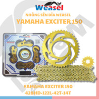 Nhông Sên Dĩa WEASEL dành cho xe máy YAMAHA EXCITER 150 chính hãng, Sên 10 ly ống lót cuộn vàng gold