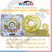 Nhông Sên Dĩa WEASEL dành cho xe máy HONDA DREAM/FUTURE/RS CHINA chính hãng, Sên 10 ly ống lót cuộn vàng