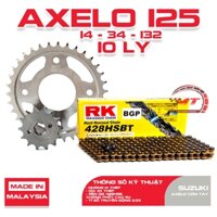 Nhông sên dĩa xe Suzuki Axelo 125cc côn tay sên RK vàng đen 428HSB ( 10 ly )