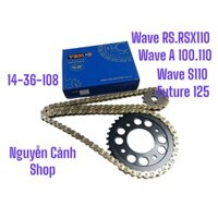 Nhông sên dĩa YBN màu vàng đen dành cho các dòng xe Future 125, Wave RS/S110/RSX/A100/A110/BLADE