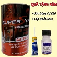 Nhớt Super Syn xe Tay Ga 10W40 946ml + Nhớp láp zeus + súc động cơ e20