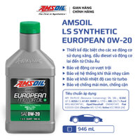 Nhớt Xe Châu Âu Tổng hợp Amsoil European Ls 0w20 946ml (AFEQT)