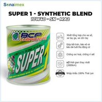 Nhớt xe máy tổng hợp BCP SUPER 1 Synthetic Blend API SN SAE 10W40 SN - lon 0.8L dùng cho xe số xe ga xe côn tay - dầu nhớt Thái Lan nhập khẩu 100%