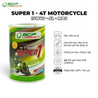 Nhớt xe máy xe số BCP SUPER1 Thái Lan 15W40 SL MA2, Lon 1L, Nhớt màu đỏ - Nhớt Thái Lan Nhập Khẩu