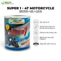 Nhớt xe máy xe số BCP SUPER1 Thái Lan 15W40 SL MA2, Lon 800ml, Nhớt màu đỏ - Nhập khẩu Thái Lan