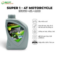 Nhớt xe số BCP SUPER1 Thái Lan 15W40 SL MA2, Chai 1L - Nhớt Nhập Khẩu Thái Lan
