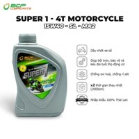 Nhớt xe số BCP SUPER1 Thái Lan 15W40 SL MA2, Chai 1L - Nhớt Nhập Khẩu Thái Lan