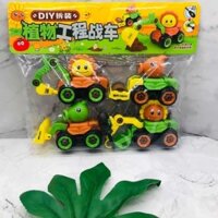(NHỰA ABS) SÉT 4 XE HOẠT HÌNH CHẠY ĐÀ THÁO LẮP HÌNH ZOMBIE, KHỦNG LONG NGỘ NGHĨNH CHO BÉ