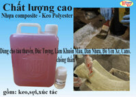 Nhựa Composite - Keo Polyester resin FTAKY và sợi thủy tinh, Chổi, dùng đúc tượng, làm khuôn mẫu, dàn nhựa, độ yên xe, cano. - 2kg