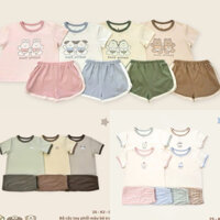 (Nhùn nhùn)Bộ Cộc Tay Hè Cho Bé Embes, Quần Áo Ngắn Tay Chất Thun Cotton Mềm Cho Bé Trai Bé Gái Size 8-18kg