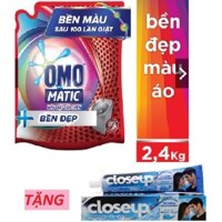 [Nhung123] Nước Giặt Omo Matic Cửa Trên Bền Đẹp Túi 2.3kg - TẶNG KĐR Close Up 180g