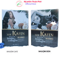 Nhuộm đen Kafen, Nhuộm đen màu cafe Kafen hương dừa 2*500ml không dính da đầu