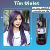 Nhuộm phủ bóng màu Tím Violet , thuốc nhuộm phủ bóng Nev-Color, nhuộm pha sẵn không hư hại tóc , 450ml , 100ml