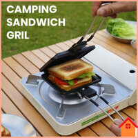 [Ni] Chảo chiên gấp Chảo nướng bánh Sandwich chống dính di động để cắm trại Chảo nướng nhỏ gọn cho máy làm bánh lửa trại leo núi Dễ sử dụng và làm sạch