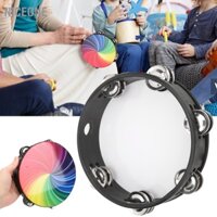 NiceOne  8in Tambourine Double Row Chuông tay Trống Nhạc cụ gõ cầm bằng vải polyester đầy màu sắc