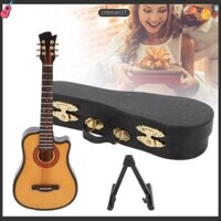 NiceOne Mô hình đàn guitar điện Trang trí Nhạc cụ mini di động Bản sao thu nhỏ nhẹ với giá đỡ trưng bày và hộp lưu trữ để trang trí nhà Quà tặng sinh nhật (Guitar cắt 10cm)