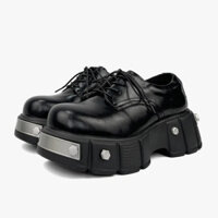 Niche Cao Cấp Dày Gót Toe Derby Giày Nam Nữ Kim Loại Đinh Tán Công Nghiệp Nặng Châu Âu Mỹ Giày Da Thường Ngày