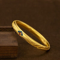 Niche Design Men và Vòng Tay Đẹp Họa Tiết Xoắn Nhánh Rỗng Giả Men Cổ Vàng Vòng Tay Bạn Gái