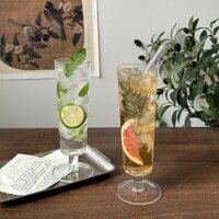 Niche ins Phong Cách Retro Dọc Dòng Cốc Cà Phê Đá Mỹ Cốc Uống Lạnh Cốc Nước Bong Bóng Cốc Cocktail Thủy Tinh