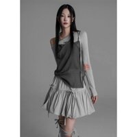 Niche Light Sub-Pressed Puffy Pettiskirt Thiết Kế Mới Váy Co Giãn Phối Hoa Bud Ngọt Ngào Mát Đèn Lồng Váy