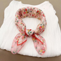 Niche Pháp Retro Hoa Vải Lanh Cotton Vuông Khăn Lụa Mùa Xuân Thu Mỏng Cổ Cotton Bảo Vệ Khăn Nhỏ Khăn Trùm Đầu Băng Đô