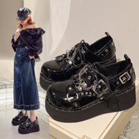 Niche super thick-soled big-toed shoes single shoes women heightening platform sole cyberp y2k gothic small leather shoes hot girl punk shoes