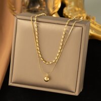 Niche Vòng Cổ Dây Xích Đôi Bằng Thép Titan Nhẹ Phong Cách Cá Tính Sang Trọng Dành Cho Nữ