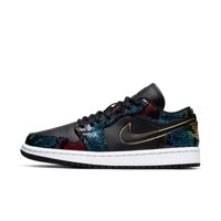 Nike Women's Air Jordan 1 Low “Multicolor Snakeskin” Shoes (7, Black/Metallic Gold-Multi, Numeric_7)