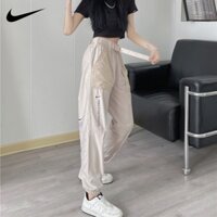 Nike100% SWOOSH Nữ Jogger Harem Hàn Quốc Quần Thoáng Khí Nhẹ Cho Nam Nữ Mùa Thu Chạy Thắt Lưng Quần