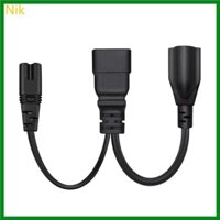 Niki 32cm 16A IEC320 C20 đến Eight 8 Shape C7 + Nema 5-15R Cáp Y Splitter Dây PVC Bộ Chuyển Đổi Máy Tính Dây