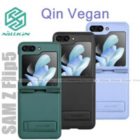 Nillkin Qin Vegan Leather Case - Bao da , Ốp lưng kèm kệ đỡ cho Samsung Z Flip5 / Flip 5 , Flip 4 , Flip 3